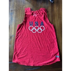 Team USA Olympics Red Tank Top Womens Small Olympic Rings Slub Knit Sleeveless